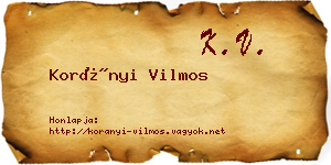 Korányi Vilmos névjegykártya