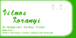 vilmos koranyi business card